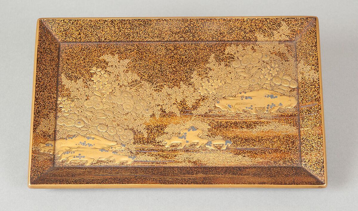 Tray, Gold on black lacquer ground, Japan