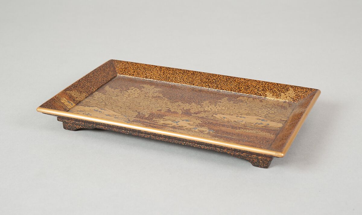 Tray, Gold on black lacquer ground, Japan 