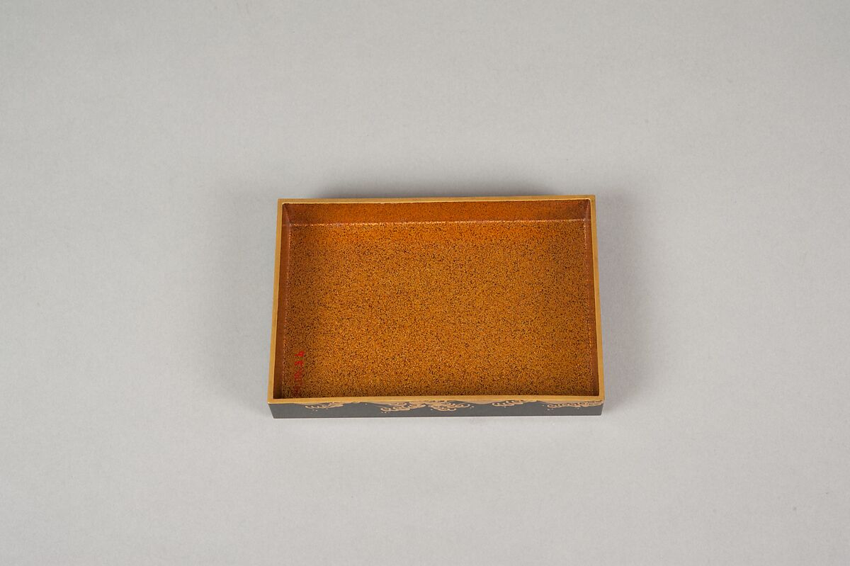 Box with Design of a Plum Tree and Pine, Gold and silver maki-e on black lacquer, Japan