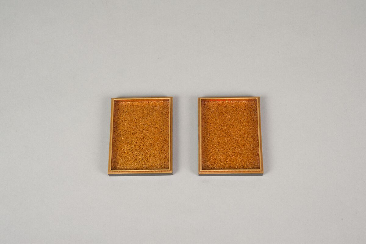 Box with Design of a Plum Tree and Pine, Gold and silver maki-e on black lacquer, Japan