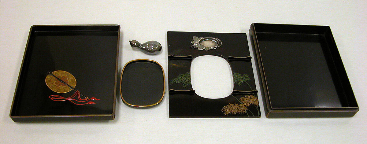 Writing Box with Design of Seven Sages of the Bamboo Grove, Colored lacquer and ivory on dark green lacquer, Japan