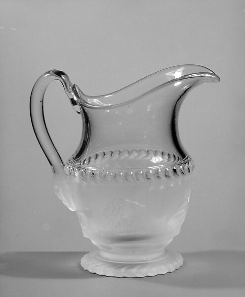 Pitcher, James Gillinder and Sons (American, 1861–ca. 1930), Pressed colorless and frosted glass, American 