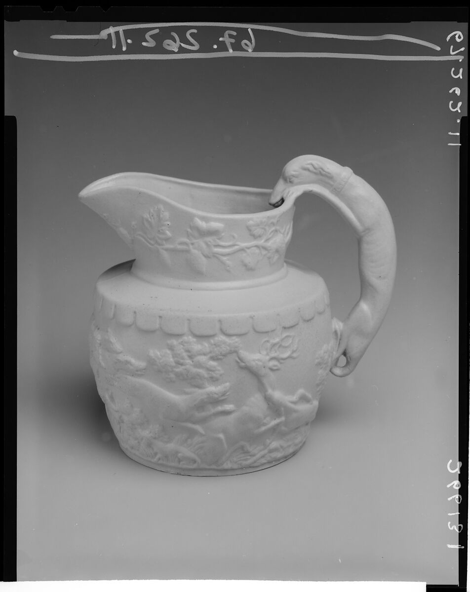 Pitcher, Probably designed by Daniel Greatbatch (active 1838–ca. 1861), Stoneware, American