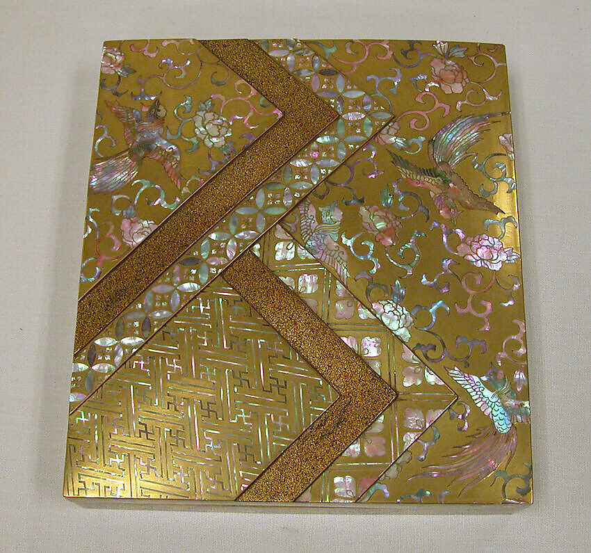 Writing box, Lacquer with gold, mother-of-pearl inlay, Japan