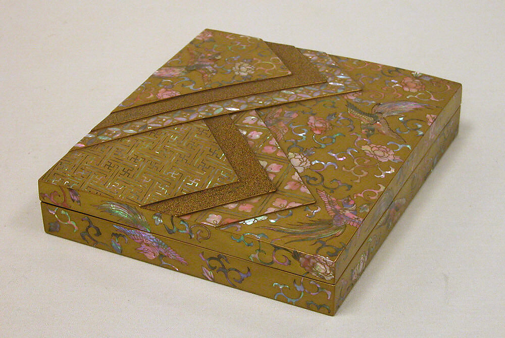 Writing box, Lacquer with gold, mother-of-pearl inlay, Japan 