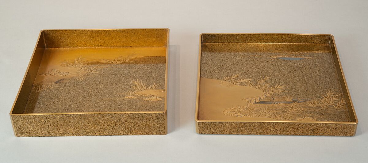 Box for Inkstone and Writing Implements (Suzuribako), Wood, lacquer sprinkled with gold, black lacquer, and shell inlay, Japan