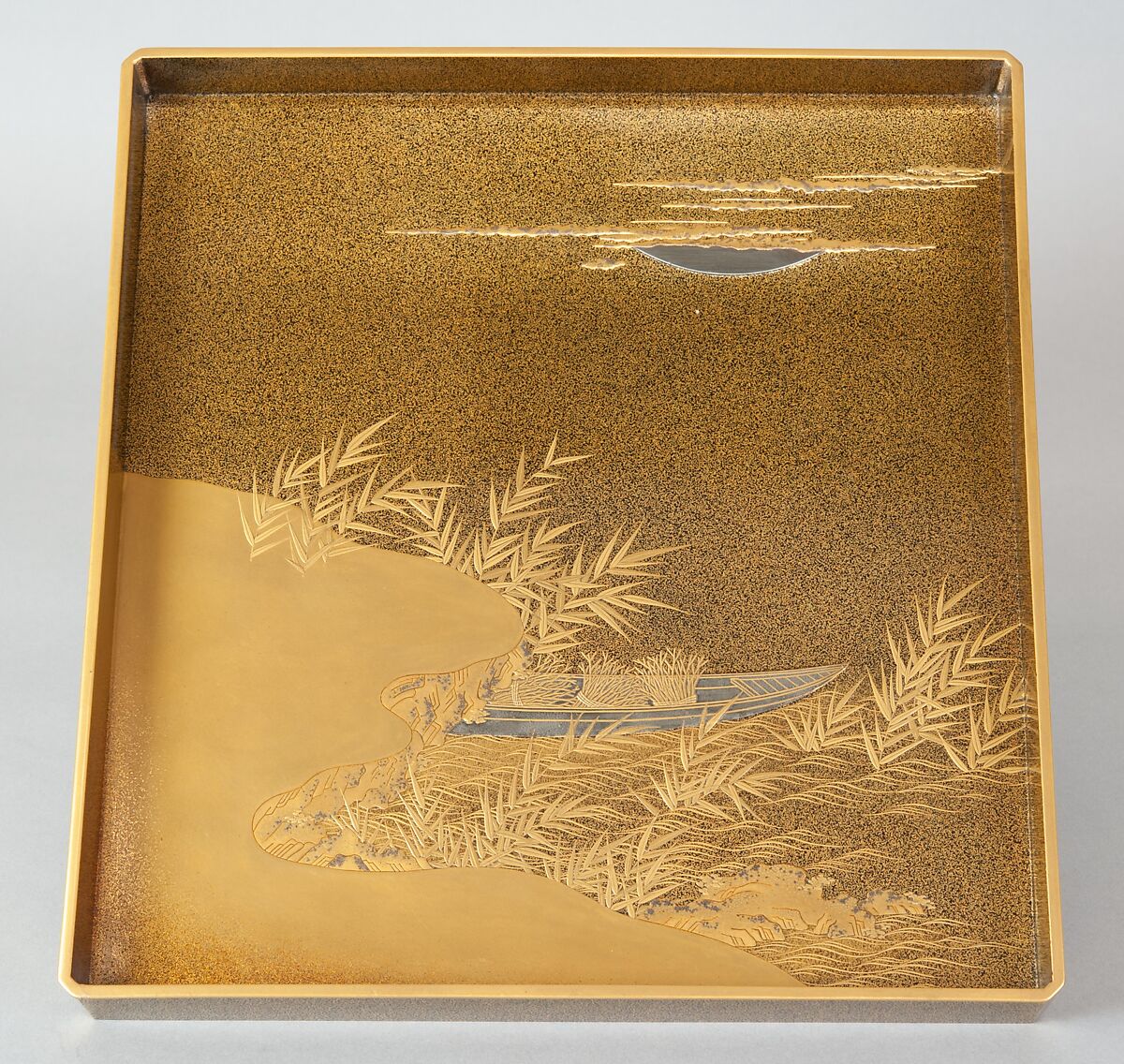 Box for Inkstone and Writing Implements (Suzuribako), Wood, lacquer sprinkled with gold, black lacquer, and shell inlay, Japan