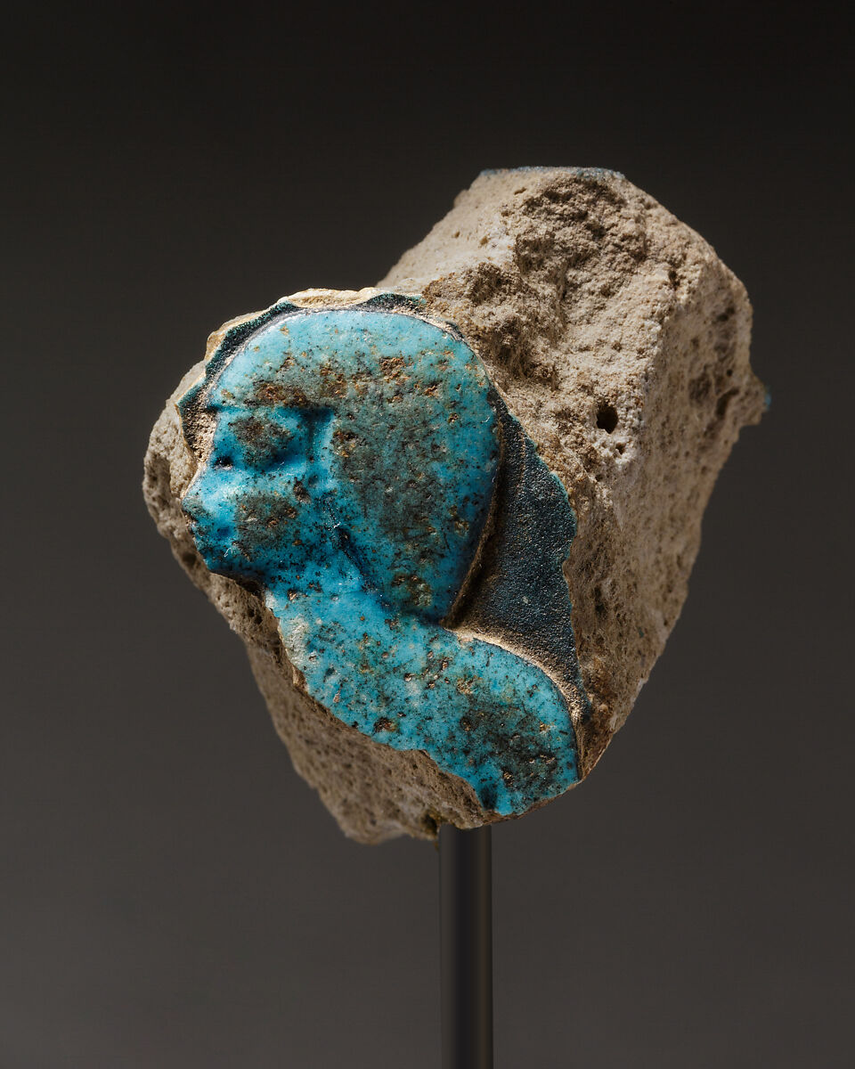 Fragment with the head of a man, Faience