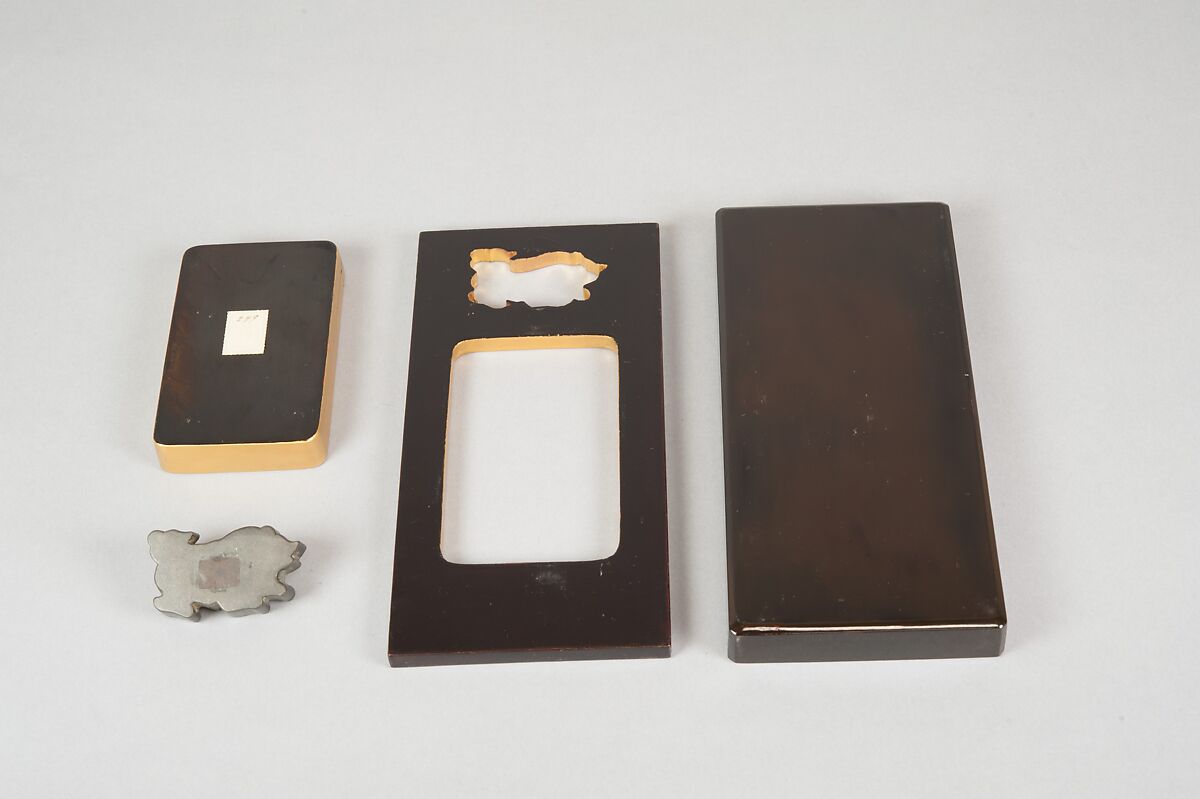 Writing Box with Design of Six Poets under a Cherry Tree and a Pine, Gold and silver maki-e, colored lacquer, and mother-of-pearl inlay on black lacquer, Japan