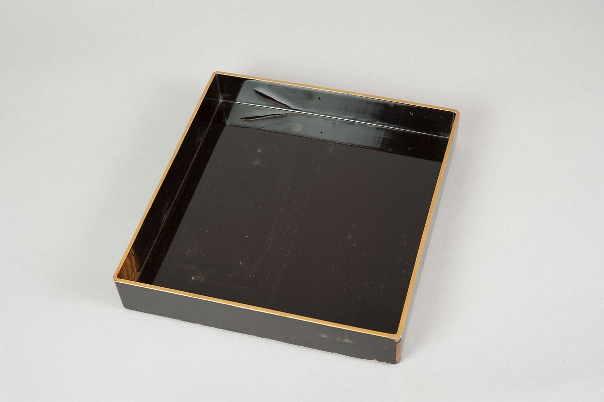 Writing Box with Design of Six Poets under a Cherry Tree and a Pine, Gold and silver maki-e, colored lacquer, and mother-of-pearl inlay on black lacquer, Japan