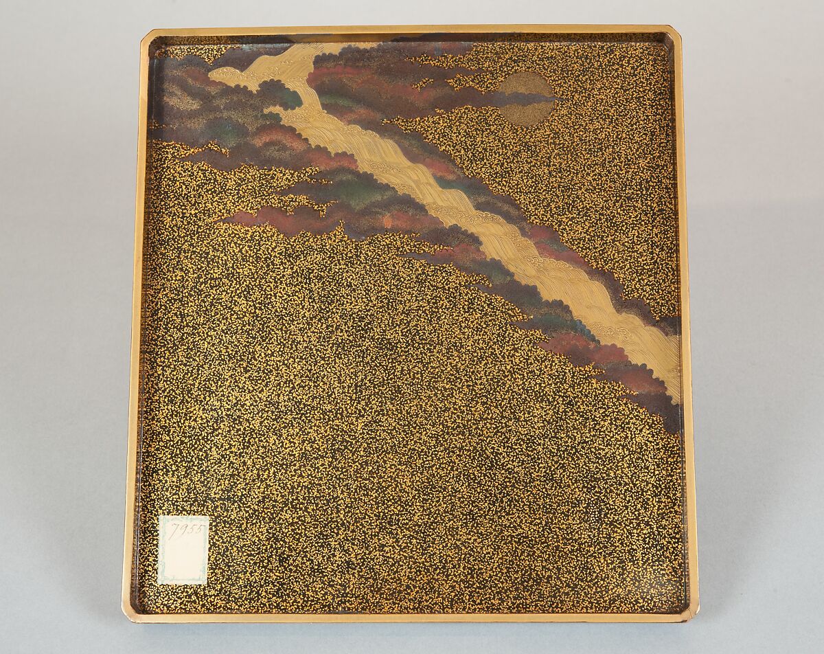 Writing Box (Suzuribako) with Landscape Design, Gold takamakie and gold and silver foil on black lacquer, Japan