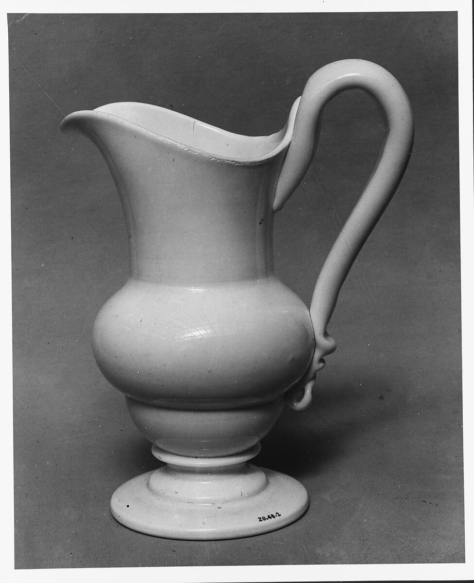Pitcher, Jersey Glass Company of George Dummer (1824–1862), Cased free-blown white opaque and colorless glass, American 