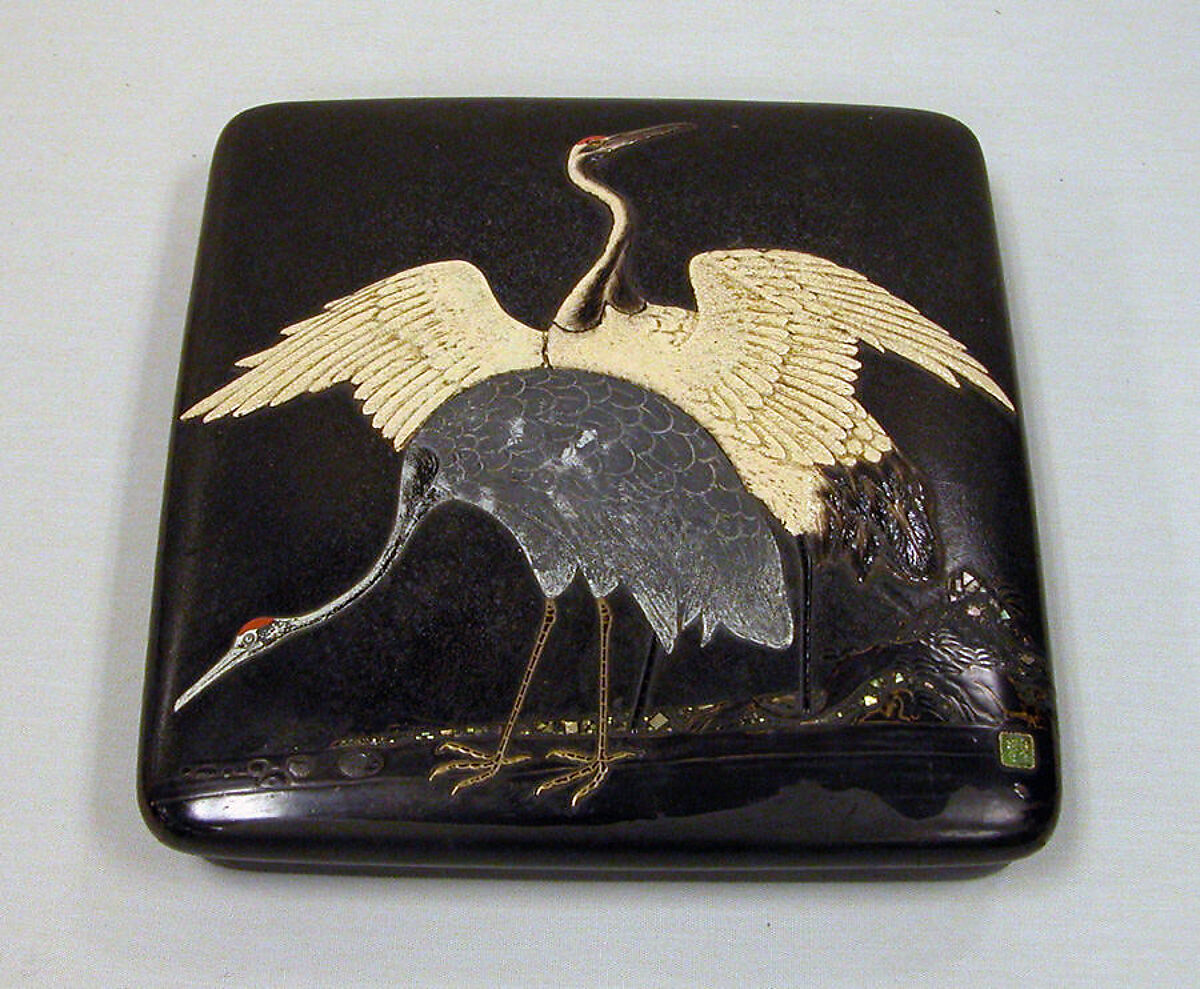 Writing Box, Ogawa Haritsu (Ritsuō) (Japanese, 1663–1747), Lacquer with design in pottery and pewter, Japan 