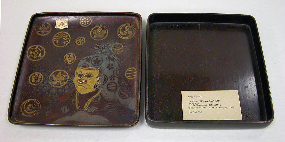 Writing Box, Ogawa Haritsu (Ritsuō) (Japanese, 1663–1747), Lacquer with design in pottery and pewter, Japan