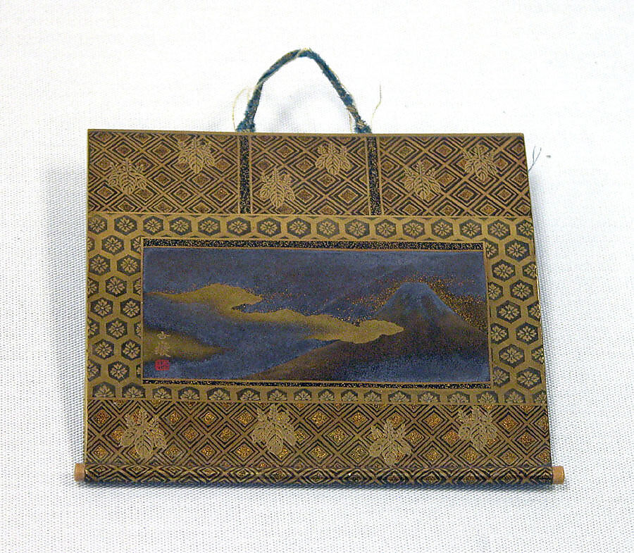 Miniature Kakemono, Gold lacquer, Japan 