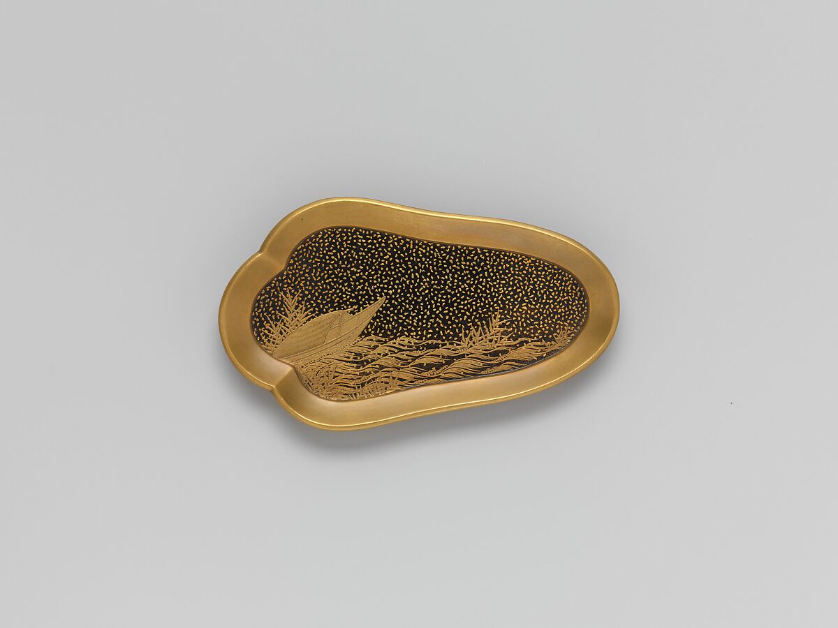 Incense Box in Shape of Mandarin Duck, Lacquer with gold design, Japan