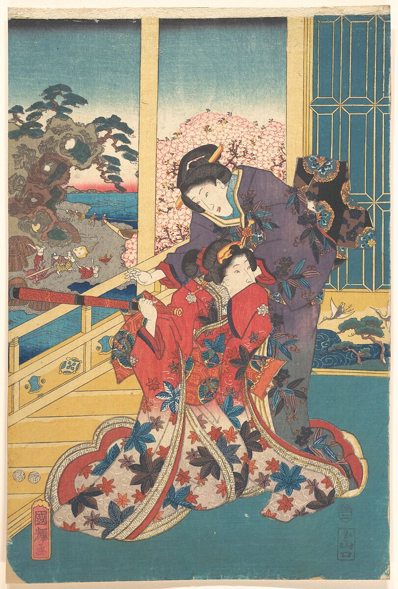 Flower of Akashi (Akashi no hana), Utagawa Kuniteru (Japanese, 1830–1874), Woodblock print; ink and color on paper, Japan 