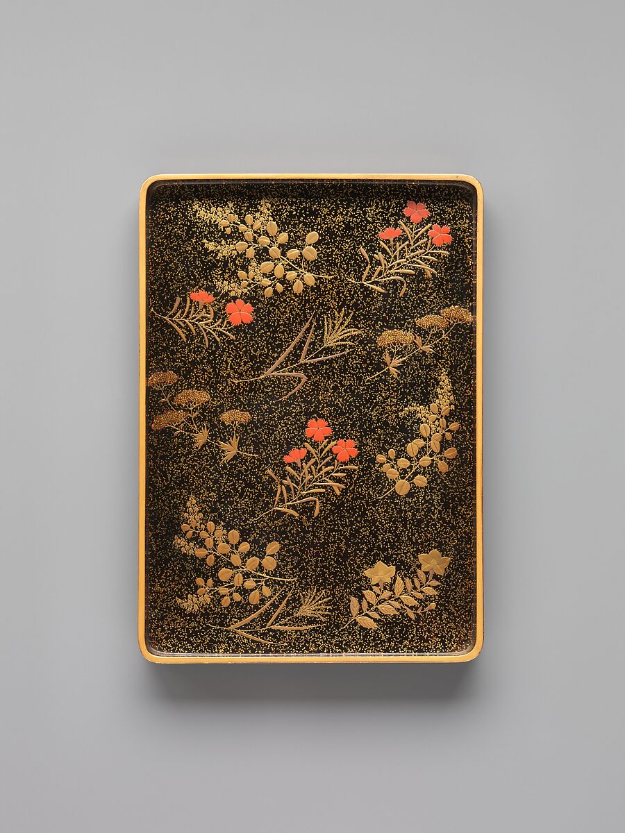 Writing Box with Birdcage, Black lacquer and gyōbu nashiji ground with gold and silver takamaki-e and hiramaki-e, and mother-of-pearl inlay, Japan