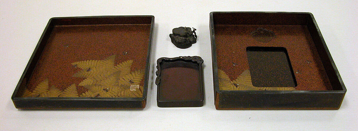 Writing Box with Design of Wild Pink, Butterbar, and Bird, In the Style of Ogawa Haritsu (Ritsuō) (Japanese, 1663–1747), Colored lacquer, gold maki-e, and inlaid pewter, Japan