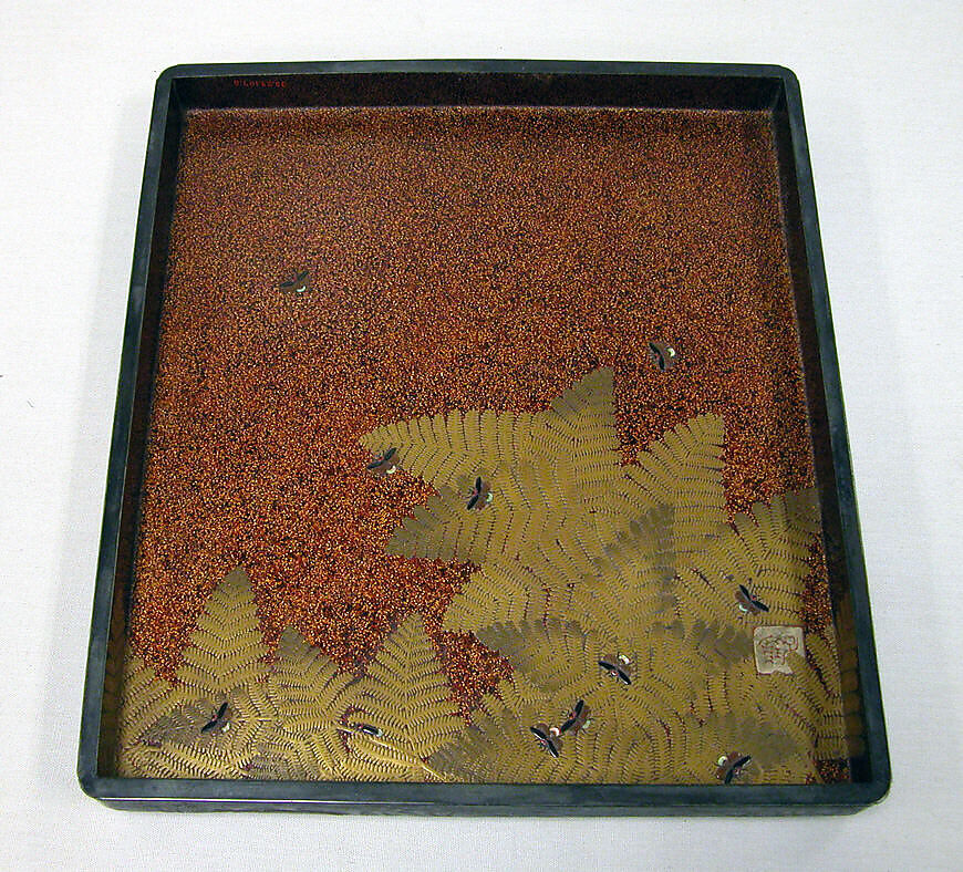 Writing Box with Design of Wild Pink, Butterbar, and Bird, In the Style of Ogawa Haritsu (Ritsuō) (Japanese, 1663–1747), Colored lacquer, gold maki-e, and inlaid pewter, Japan