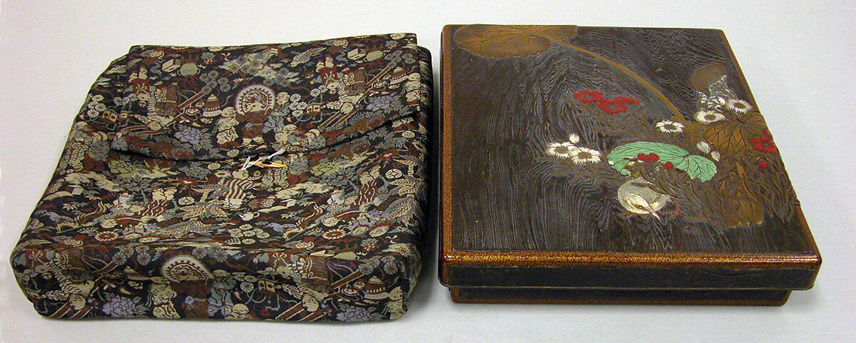 Writing Box with Design of Wild Pink, Butterbar, and Bird, In the Style of Ogawa Haritsu (Ritsuō) (Japanese, 1663–1747), Colored lacquer, gold maki-e, and inlaid pewter, Japan
