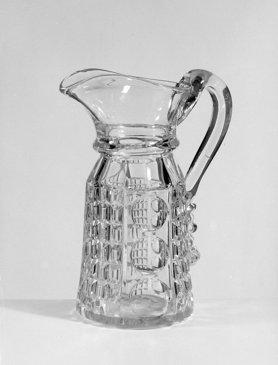Pitcher, Probably New England Glass Company (American, East Cambridge, Massachusetts, 1818–1888), Pressed glass, American 