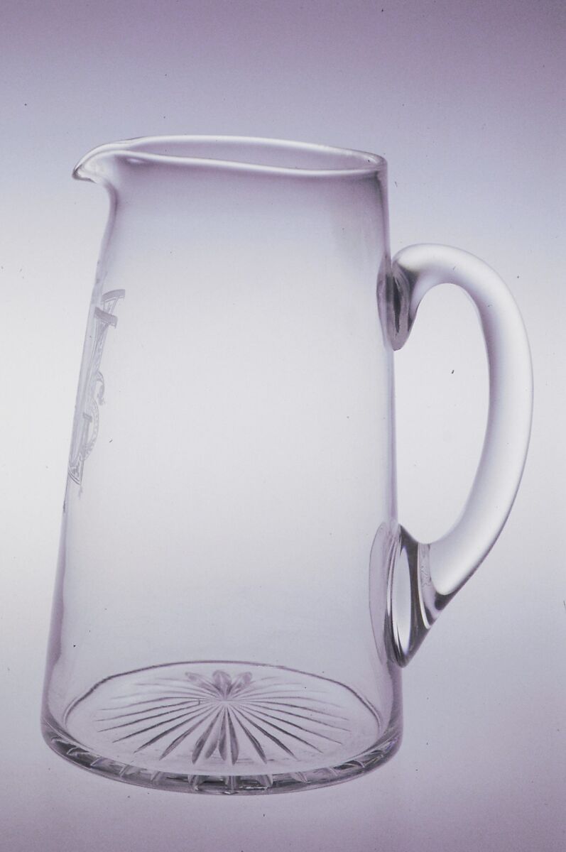 Pitcher, New England Glass Company (American, East Cambridge, Massachusetts, 1818–1888), Blown glass, American