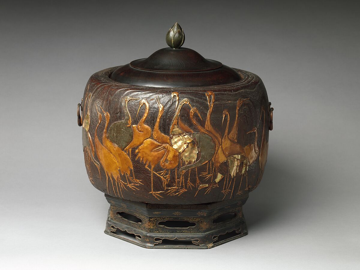 Coal container, School of Ogata Kōrin (Japanese, 1658–1716), Wood, metal, mother-of-pearl, lacquer, Japan 