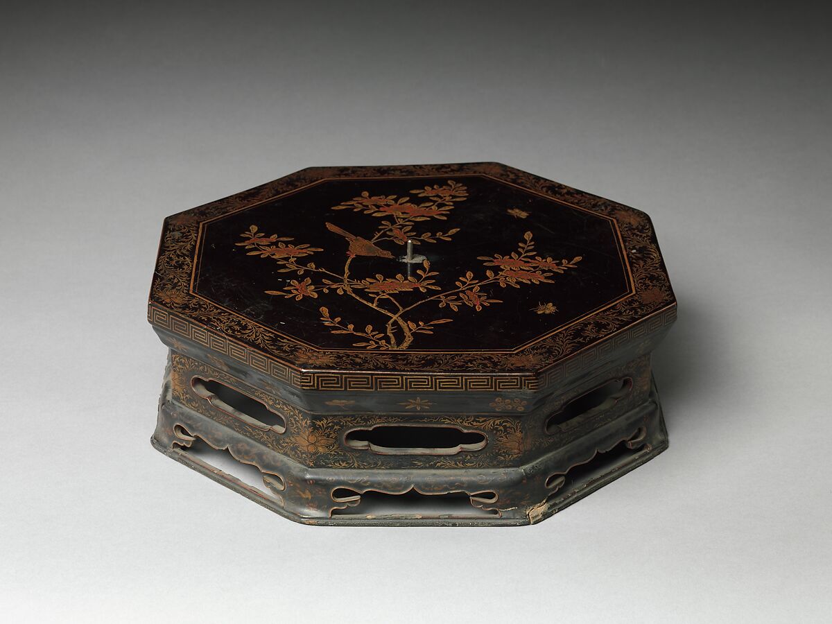 Coal container, School of Ogata Kōrin (Japanese, 1658–1716), Wood, metal, mother-of-pearl, lacquer, Japan
