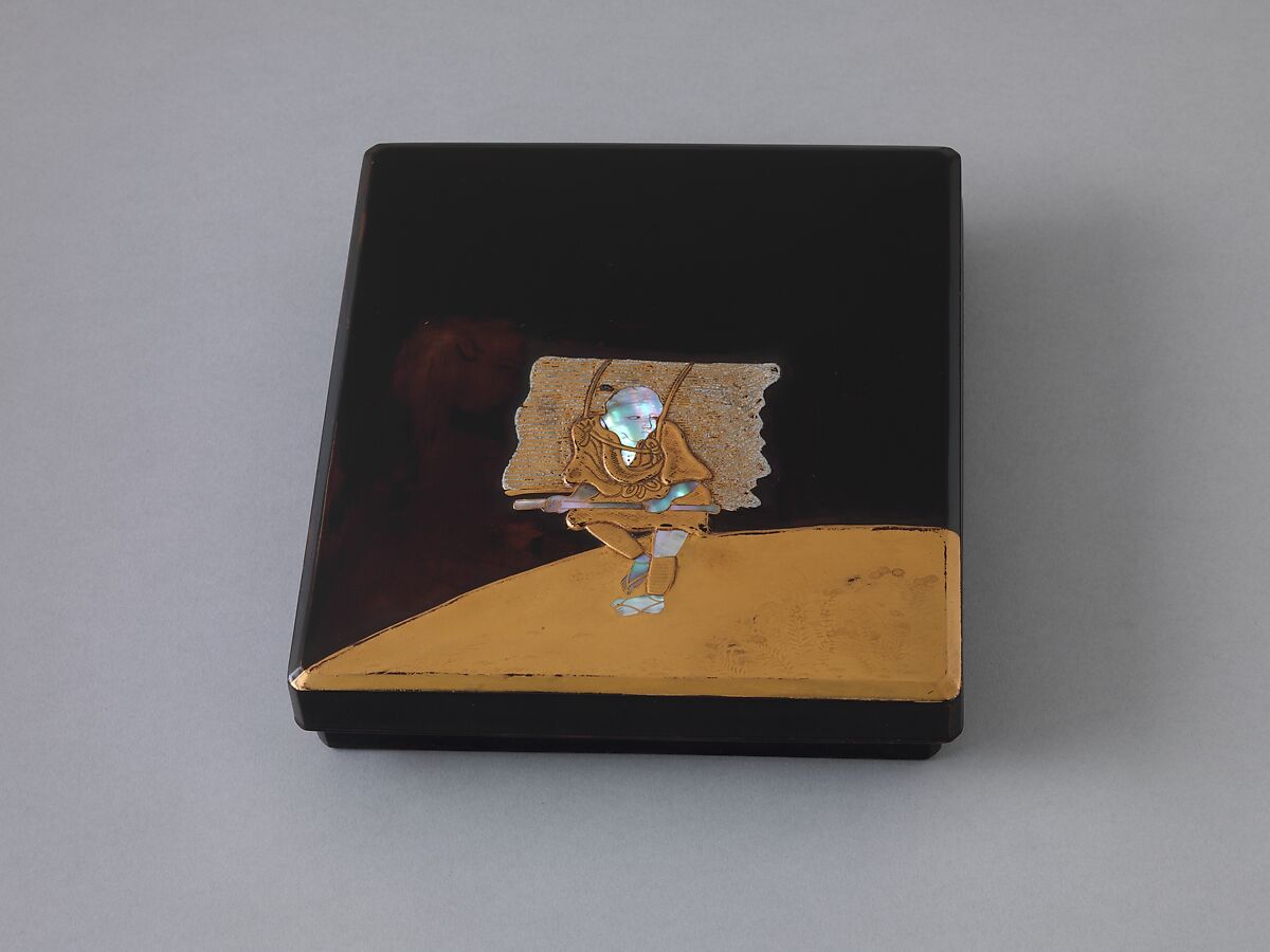 Writing Box (Suzuribako) with Woodcutter, Attributed to Ogata Kōrin (Japanese, 1658–1716), Black and gold lacquer on wood with gold maki-e and mother-of-pearl inlay, Japan 