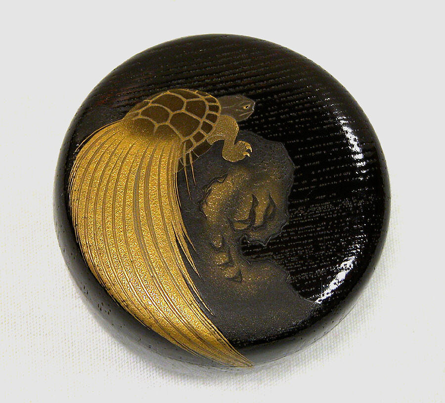 Tea Caddy with Design of Turtle, In the style of Shibata Zeshin (Japanese, 1807–1891), Colored lacquer and gold maki-e on wood, Japan