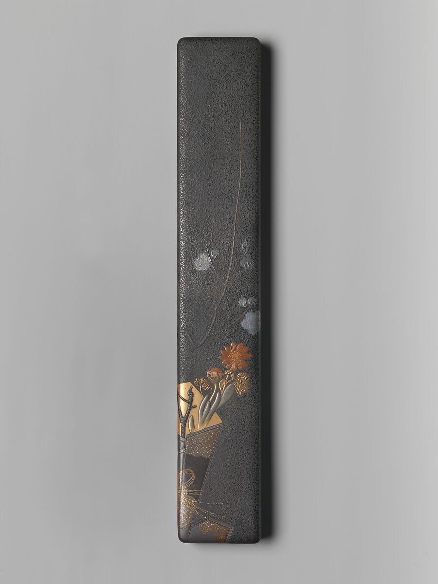 Poem Card (Tanzaku) Box with Flower Bouquet, Style of Shibata Zeshin (Japanese, 1807–1891), Lacquered wood with gold, silver, color, takamaki-e, hiramaki-e, and togidashimaki-e, Japan 