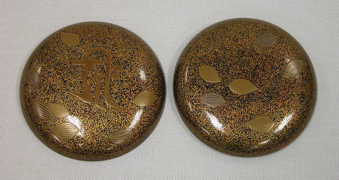 Portable Shrine of Miroku Bosatsu with Sacred Sanskrit Syllable, Gold maki-e on black lacquer, Japan