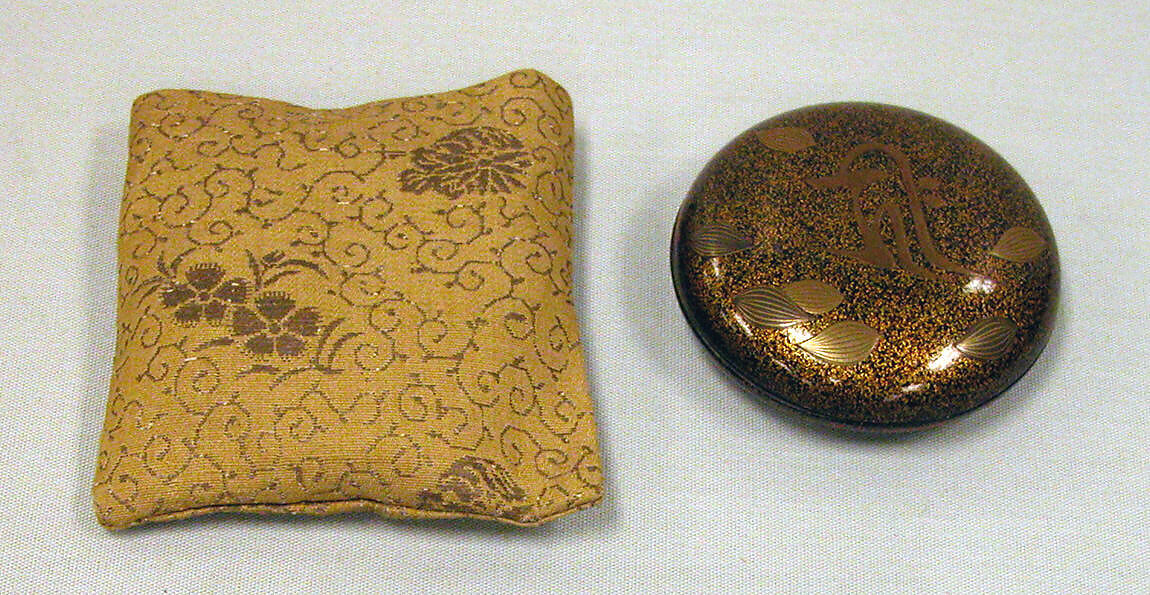 Portable Shrine of Miroku Bosatsu with Sacred Sanskrit Syllable, Gold maki-e on black lacquer, Japan