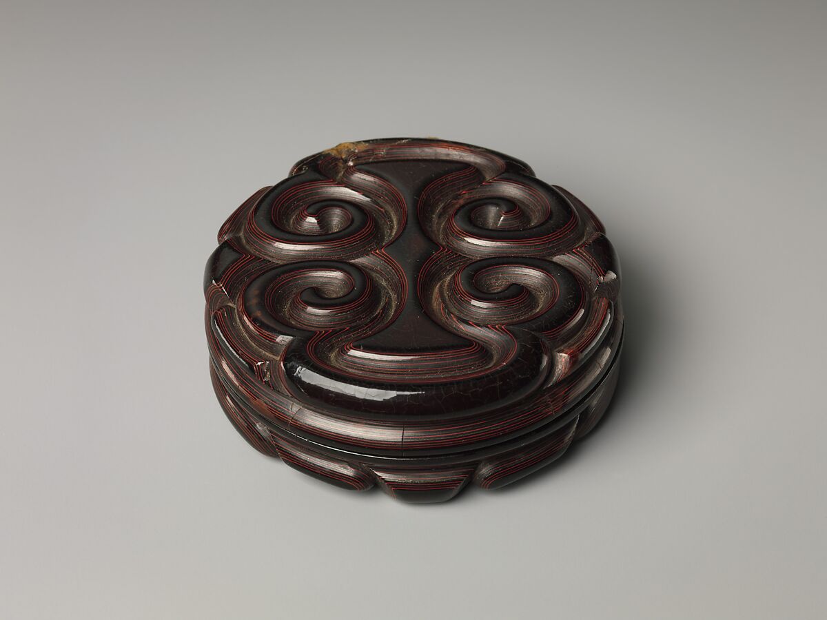 Box with “Pommel Scroll” Design, Carved red, black, and yellow lacquer, China 