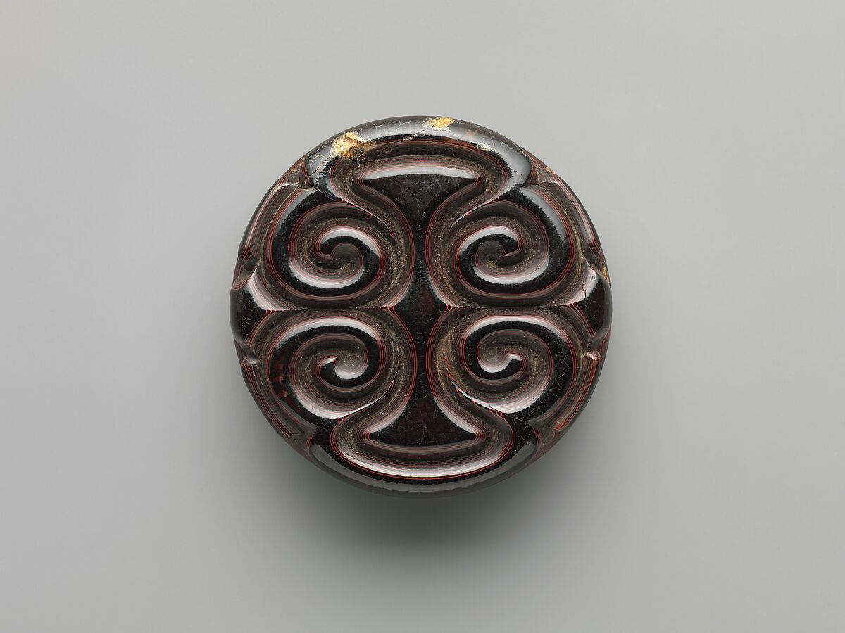 Box with “Pommel Scroll” Design, Carved red, black, and yellow lacquer, China