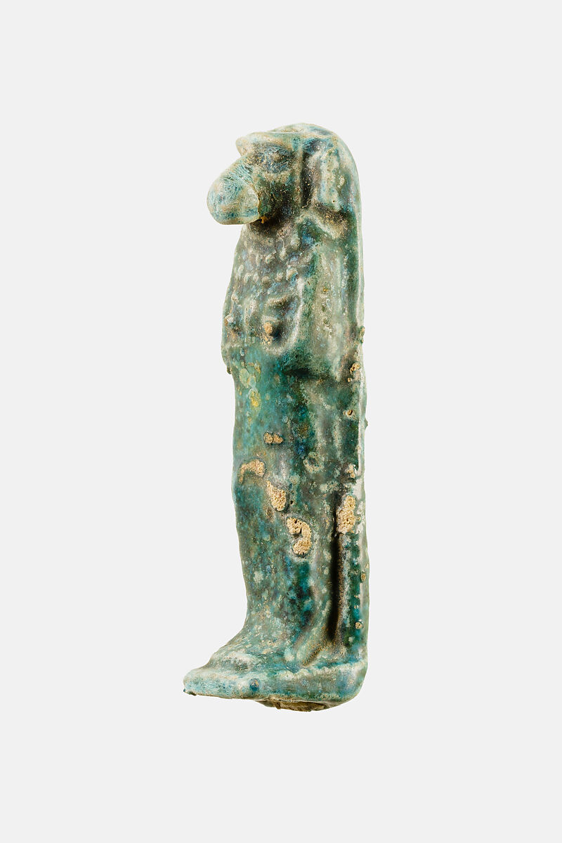 Amulet depicting one of the four sons of Horus, Hapy, Faience