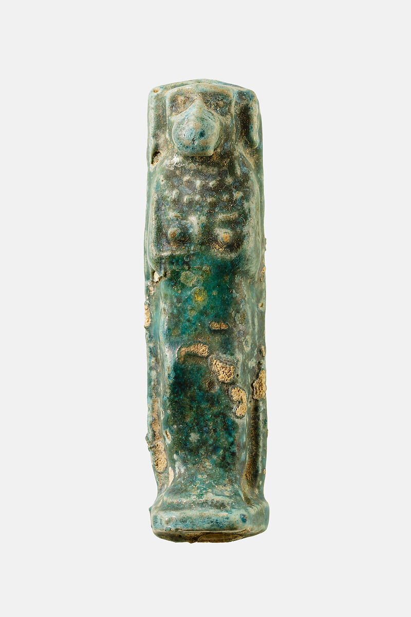 Amulet depicting one of the four sons of Horus, Hapy, Faience 