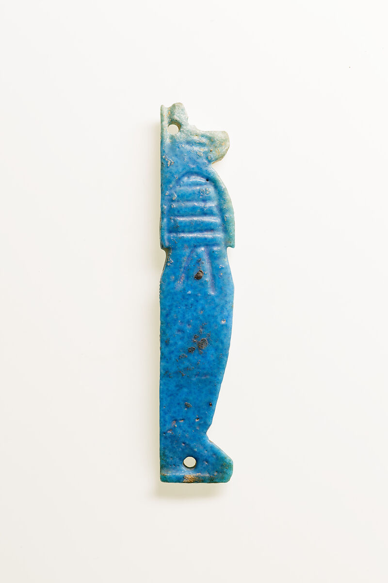 Son of Horus (Duamutef) from Bead Net, Blue faience 