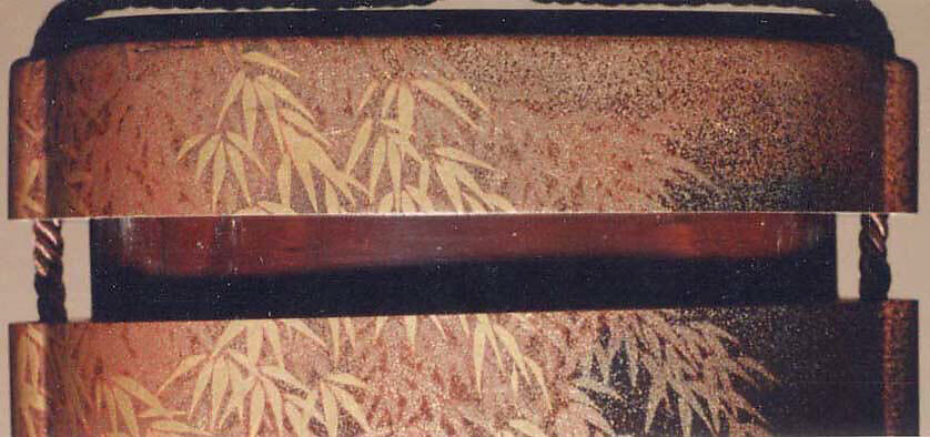 Inrō with Bamboo Grove, In the style of Shiomi Masanari 塩見政誠 (Japanese, ca. 1646–1719), Three cases; lacquered wood with gold togidashimaki-e, Japan