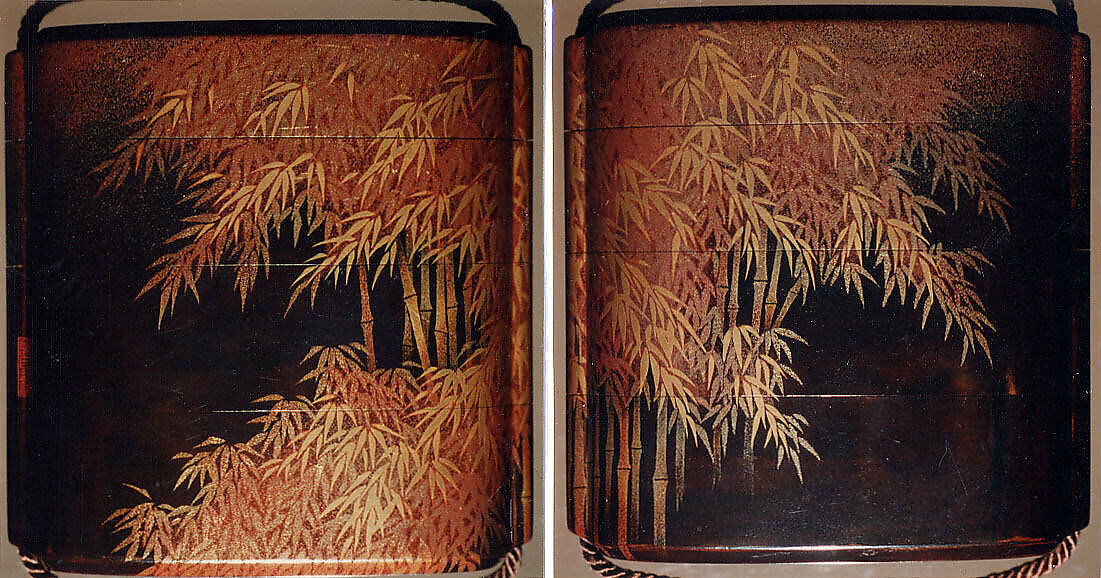 Inrō with Bamboo Grove, In the style of Shiomi Masanari 塩見政誠 (Japanese, ca. 1646–1719), Three cases; lacquered wood with gold togidashimaki-e, Japan