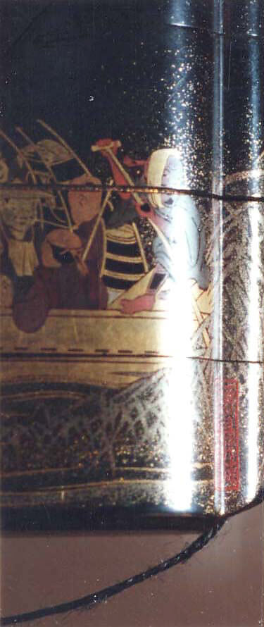 Case (Inrō) with Design of Crowded Ferry Boat on Waves, Lacquer, roiro, gold and colored togidashi, nashiji; Interior: nashiji and fundame, Japan