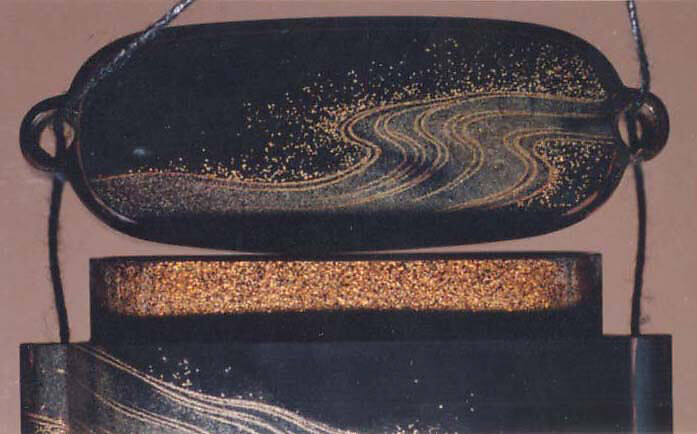 Case (Inrō) with Design of Crowded Ferry Boat on Waves, Lacquer, roiro, gold and colored togidashi, nashiji; Interior: nashiji and fundame, Japan
