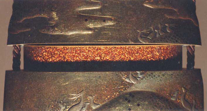 Case (Inrō) with Design of Deer in a Hilly Landscape, Lacquer, kinji, gold and silver hiramakie, nashiji and kirigane; Interior: nashiji and fundame, Japan