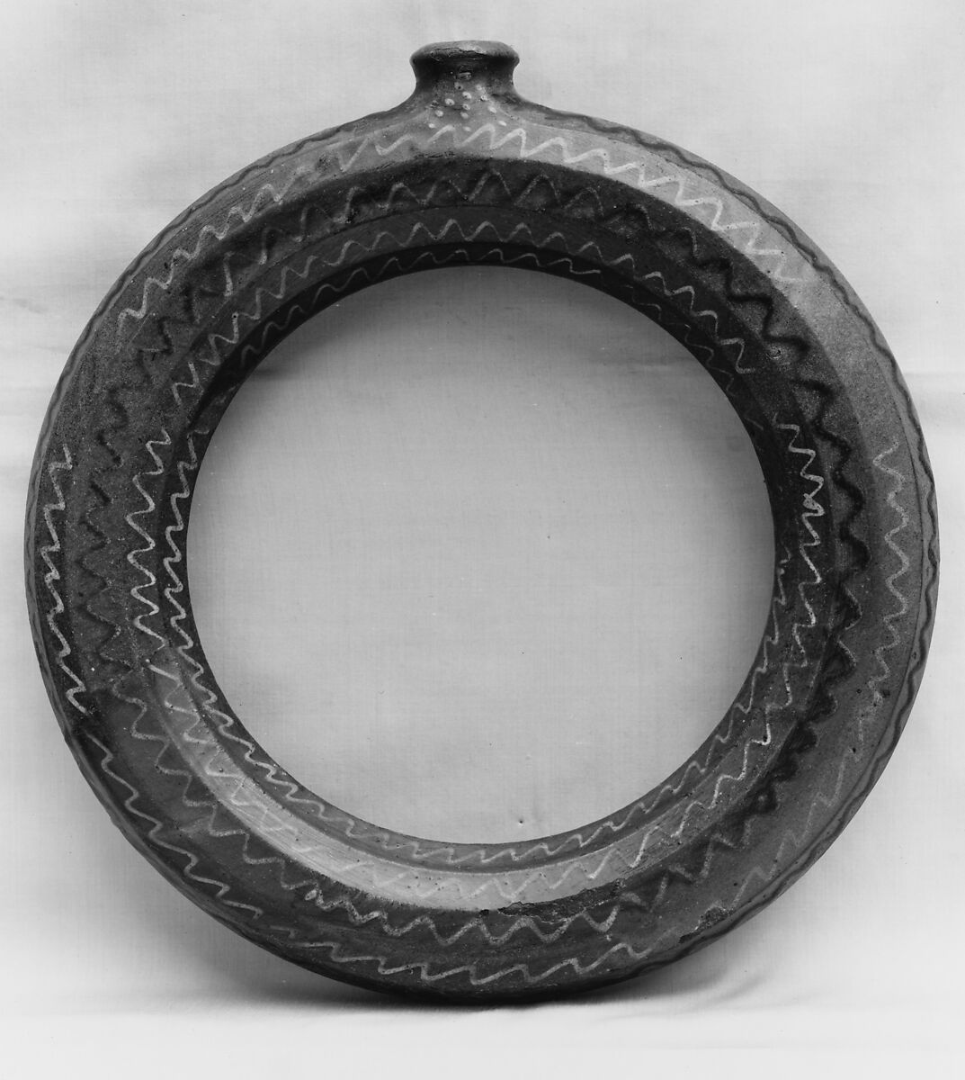 Bottle, Earthenware, slip decoration, American