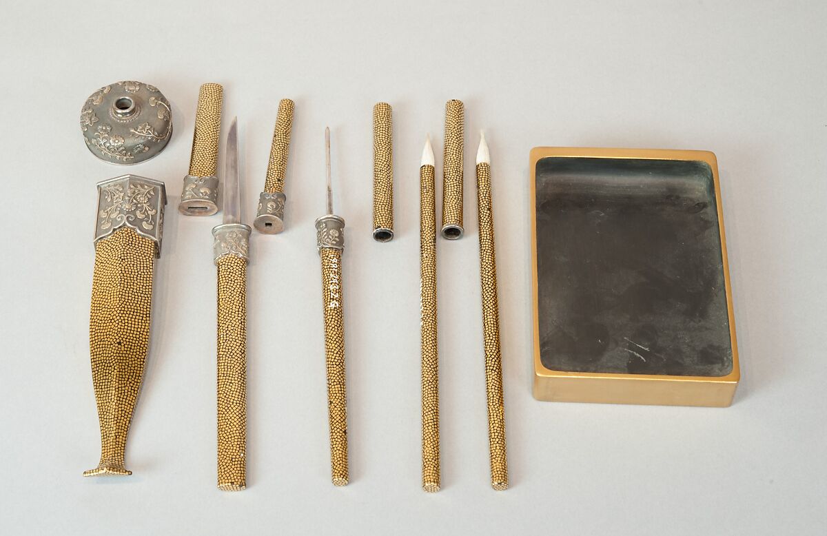 Writing Box with a Scene from the “Butterflies” Chapter of The Tale of Genji, Gold lacquer with raised sprinkled design, Japan