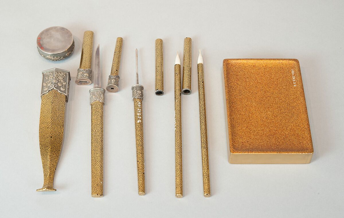 Writing Box with a Scene from the “Butterflies” Chapter of The Tale of Genji, Gold lacquer with raised sprinkled design, Japan