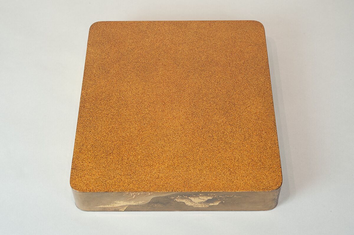 Writing Box with a Scene from the “Butterflies” Chapter of The Tale of Genji, Gold lacquer with raised sprinkled design, Japan