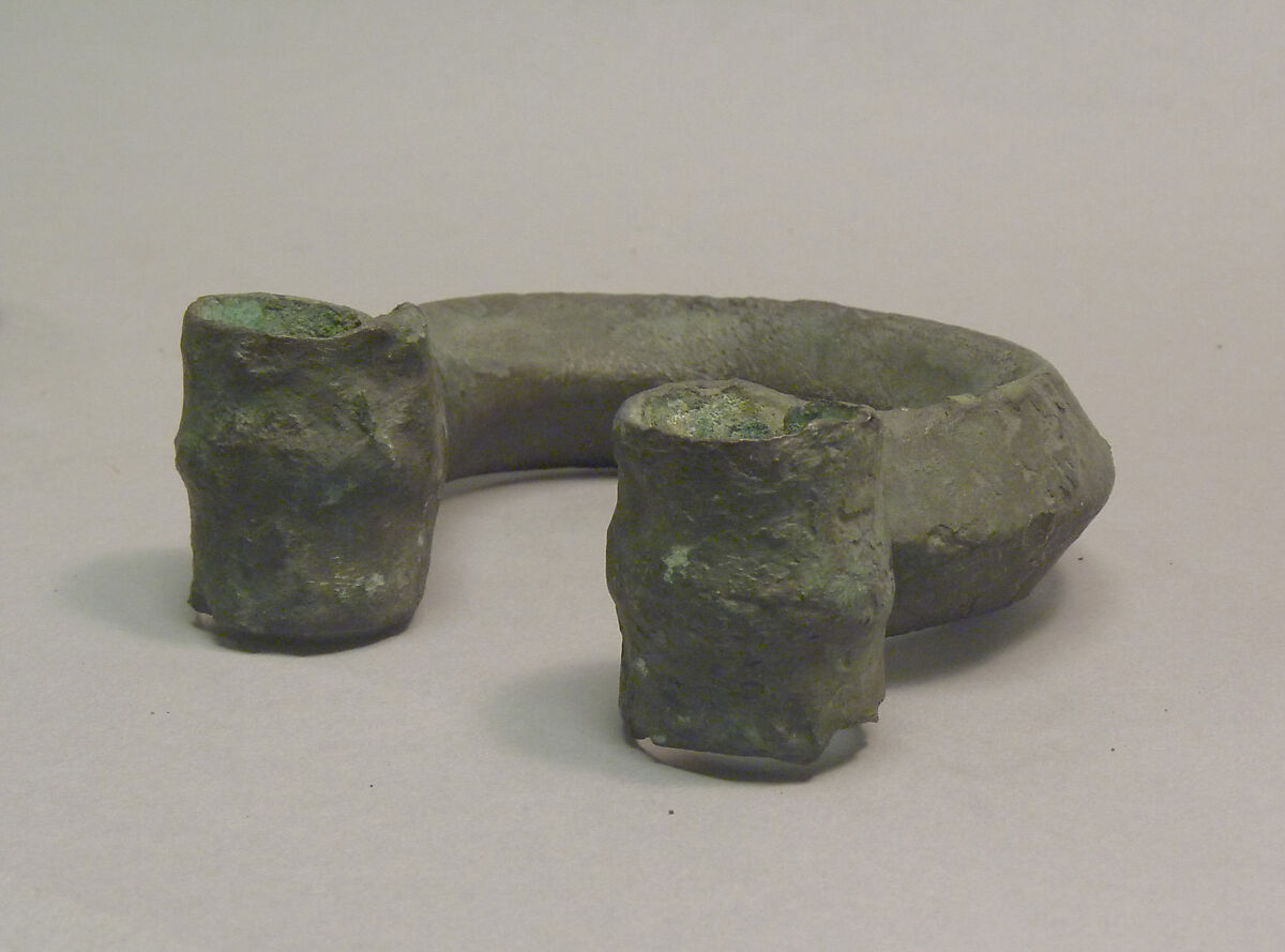 Pellet Bangle with Textile Remnant, Bronze, Indonesia (Ban Chiang)