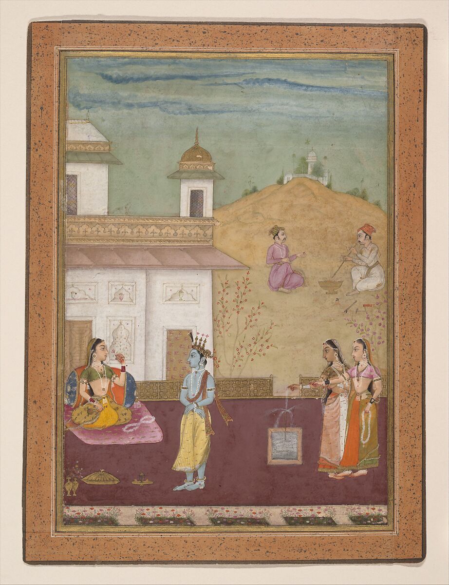 Page from a Dispersed Rasikapriya (Lover's Breviary), Nuruddin, Ink, opaque watercolor, gold and silver on paper, India (Rajasthan, Bikaner) 